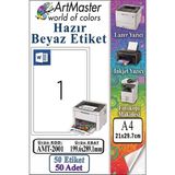 ArtMaster A4 Hazır Beyaz Etiket 199.6X289.1MM 50 Sayfa 1 Paket Kendinden Yapışkanlı Fotokopi Lazer Inkjet Kağıdı Yazıcılara Uyumlu - Standart