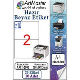 ArtMaster A4 Hazır Beyaz Etiket 210X148.5MM 10 Sayfa 1 Paket 2 Li Kendinden Yapışkanlı Fotokopi Lazer Inkjet Kağıdı Yazıcılar Için - Standart