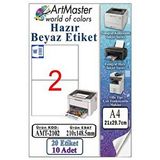 ArtMaster A4 Hazır Beyaz Etiket 210x148.5mm 10 Sayfa 1 Paket 2 Li Kendinden Yapışkanlı Fotokopi Lazer İnkjet Kağıdı Yazıcılar İçin