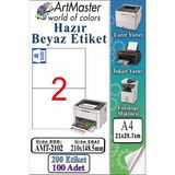 ArtMaster A4 Hazır Beyaz Etiket 210X148.5MM 100 Sayfa 1 Paket 2 Li Kendinden Yapışkanlı Fotokopi Lazer Inkjet Kağıdı Yazıcılar - Standart