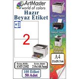 ArtMaster A4 Hazır Beyaz Etiket 210X148.5MM 50 Sayfa 1 Paket 2 Li Kendinden Yapışkanlı Fotokopi Lazer Inkjet Kağıdı Yazıcılar Için - Standart