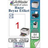 ArtMaster A4 Hazır Beyaz Etiket 210X294.86 mm 100 Sayfa 1 Paket 1 Li Kendinden Yapışkanlı Fotokopi Lazer Inkjet Kağıdı Yazıcılar - Standart