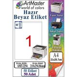 ArtMaster A4 Hazır Beyaz Etiket 210X294.86MM 50 Sayfa 1 Paket Kendinden Yapışkanlı Fotokopi Lazer Inkjet Kağıdı Yazıcılar Için - Standart