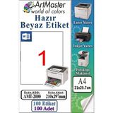 ArtMaster A4 Hazır Beyaz Etiket 210X297MM 100 Sayfa 1 Paket Kendinden Yapışkanlı Fotokopi Lazer Inkjet Kağıdı Yazıcılar Ile Uyumlu - Standart