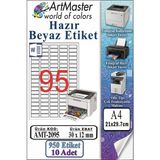ArtMaster A4 Hazır Beyaz Etiket 30X12MM 10 Sayfa 1 Paket 95 Li Yapışkanlı Fotokopi Lazer Inkjet Kağıdı Yazıcılar Için Uyumlu - Standart
