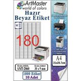 ArtMaster A4 Hazır Beyaz Etiket 30X9MM 10 Sayfa 1 Paket 180 Li Yapışkanlı Fotokopi Lazer Inkjet Kağıdı Yazıcılar Için Uyumlu - Standart