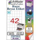 ArtMaster A4 Hazır Beyaz Etiket 35X42.43 mm 42 Li 50 Sayfa 1 Paket Kendinden Yapışkanlı Fotokopi Lazer Inkjet Kağıdı Yazıcılar - Standart
