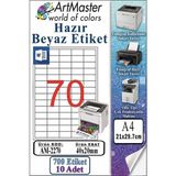 ArtMaster A4 Hazır Beyaz Etiket 40X20 mm 10 Sayfa 1 Paket 70 Li Kendinden Yapışkanlı Fotokopi Lazer Inkjet Kağıdı Yazıcılar Için - Standart