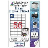ArtMaster A4 Hazır Beyaz Etiket 52.5x21.2mm 10 Sayfa 1 Paket 56 Lı Kendinden Yapışkanlı Fotokopi Lazer İnkjet Kağıdı Yazıcılar