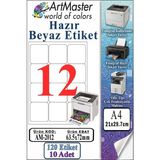 ArtMaster A4 Hazır Beyaz Etiket 63.5X72MM 10 Sayfa 1 Paket 12 Li Kendinden Yapışkanlı Fotokopi Lazer Inkjet Kağıdı Yazıcılar Için - Standart