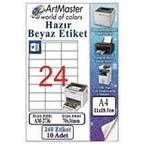 ArtMaster A4 Hazır Beyaz Etiket 70x36 Mm 10 Sayfa 1 Paket 24 Lü Kendinden Yapışkanlı Fotokopi Lazer İnkjet Kağıdı Yazıcılar İçin
