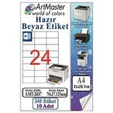ArtMaster A4 Hazır Beyaz Etiket 70x37.12mm 10 Sayfa 1 Paket 24 Lü Kendinden Yapışkanlı Fotokopi Lazer İnkjet Kağıdı Yazıcılar