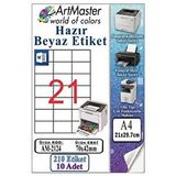 ArtMaster A4 Hazır Beyaz Etiket 70x42mm 10 Sayfa 1 Paket 21 Li Kendinden Yapışkanlı Fotokopi Lazer İnkjet Kağıdı Yazıcılar İçin