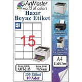 ArtMaster A4 Hazır Beyaz Etiket 70X56MM 10 Sayfa 1 Paket 15 Li Kendinden Yapışkanlı Fotokopi Lazer Inkjet Kağıdı Yazıcılar Için - Standart