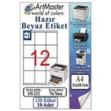 ArtMaster A4 Hazır Beyaz Etiket 70x70 Mm 10 Sayfa 1 Paket 12 Li Kendinden Yapışkanlı Fotokopi Lazer İnkjet Kağıdı Yazıcılar İçin