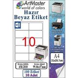 ArtMaster A4 Hazır Beyaz Etiket 99.06X57 mm 10 Sayfa 1 Paket 10 Lu Kendinden Yapışkanlı Fotokopi Lazer Inkjet Kağıdı Yazıcılar Ile - Standart