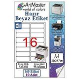 ArtMaster A4 Hazır Beyaz Etiket 99.1x34mm 10 Sayfa 1 Paket 16 Lı Kendinden Yapışkanlı Fotokopi Lazer İnkjet Kağıdı Yazıcılar İçin
