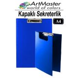 ArtMaster A4 Mavi Kapaklı Sekreterlik 1 Adet Renkli Klipsli Metal Mekanizmalı 80 Yaprak Kapasiteli Ofis Büro