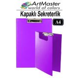 ArtMaster A4 Mor Kapaklı Sekreterlik 1 Adet Renkli Klipsli Metal Mekanizmalı 80 Yaprak Kapasiteli Ofis Büro