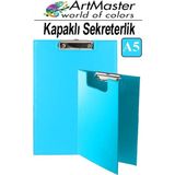 ArtMaster A5 Açık Mavi Kapaklı Sekreterlik 1 Adet Renkli Klipsli Metal Mekanizmalı 80 Yaprak Kapasiteli Ofis Büro - 17.5x24.5cm - Standart