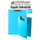 ArtMaster A5 Açık Mavi Kapaklı Sekreterlik 1 Adet Renkli Klipsli Metal Mekanizmalı 80 Yaprak Kapasiteli Ofis Büro