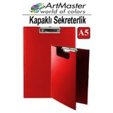 ArtMaster A5 Kırmızı Kapaklı Sekreterlik 1 Adet Renkli Klipsli Metal Mekanizmalı 80 Yaprak Kapasiteli Ofis Büro