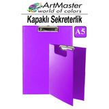 Artmaster A5 Mor Kapaklı Sekreterlik 1 Adet Renkli Klipsli Metal Mekanizmalı 80 Yaprak Kapasiteli Ofis Büro