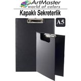 ArtMaster A5 Siyah Kapaklı Sekreterlik 1 Adet Renkli Klipsli Metal Mekanizmalı 80 Yaprak Kapasiteli Ofis Büro - 17.5x24.5cm - Standart