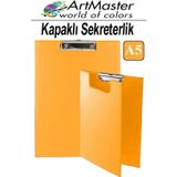 ArtMaster A5 Turuncu Kapaklı Sekreterlik 1 Adet Renkli Klipsli Metal Mekanizmalı 80 Yaprak Kapasiteli Ofis Büro