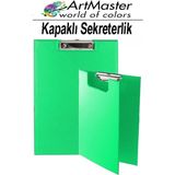 ArtMaster A5 Yeşil Kapaklı Sekreterlik 1 Adet Renkli Klipsli Metal Mekanizmalı 80 Yaprak Kapasiteli Ofis Büro - 17.5x24.5cm - Standart