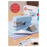 ArtMaster Açık Mavi Zımba Makinesi 24/6 1 Adet Fixpoint P-4529 Pastel Renkler Büyük Zımba Makinası Ve Teli 15 20 Sayfa Ofis Büro