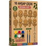 ArtMaster Ahşap Boyama Çiçekler 10 Lu 1 Paket 10X15CM Ahşap Boyama 6 Renk Boya Resim Fırçası Etkinlik Çocuk Gelişim Motor Beceri - Naturel