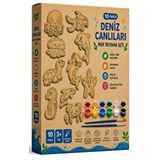 ArtMaster Ahşap Boyama Deniz Canlıları 10 Lu 1 Paket 10x15cm Ahşap Boyama 6 Renk Boya Resim Fırçası Etkinlik Çocuk Gelişim Motor Çok Renkli