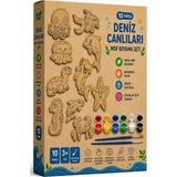 ArtMaster Ahşap Boyama Deniz Canlıları 10 Lu 1 Paket 10X15CM Ahşap Boyama 6 Renk Boya Resim Fırçası Etkinlik Çocuk Gelişim Motor - Naturel