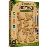 ArtMaster Ahşap Boyama Dinozor 10 Lu 1 Paket 10X15CM Ahşap Boyama 6 Renk Boya Resim Fırçası Etkinlik Çocuk Gelişim Motor Beceri - Naturel