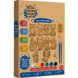 ArtMaster Ahşap Boyama Hayvanlar 10 Lu 1 Paket 10X15CM Set1 Ahşap Boyama 6 Renk Boya Resim Fırçası Etkinlik Çocuk Gelişim Motor - Naturel
