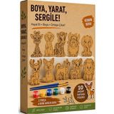 ArtMaster Ahşap Boyama Hayvanlar 10 Lu 1 Paket 10X15CM Set2 Ahşap Boyama 6 Renk Boya Resim Fırçası Etkinlik Çocuk Gelişim Motor - Naturel