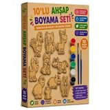 ArtMaster Ahşap Boyama Hayvanlar 10 Lu 1 Paket 10x15cm Set3 Ahşap Boyama 6 Renk Boya Resim Fırçası Etkinlik Çocuk Gelişim Motor Çok Renkli