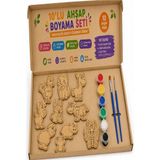 ArtMaster Ahşap Boyama Hayvanlar 10 Lu 1 Paket 10X15CM Set3 Ahşap Boyama 6 Renk Boya Resim Fırçası Etkinlik Çocuk Gelişim Motor - Naturel