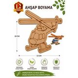ArtMaster Ahşap Boyama Helikopter 12 Adet 10x15cm Araba Boyama Figürü Etkinlik Çoçuk Gelişim Motor Beceri Kreş Anasınıfı Çok Renkli