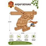 ArtMaster Ahşap Boyama Helikopter 24 Adet 10x15cm Araba Boyama Figürü Etkinlik Çoçuk Gelişim Motor Beceri Kreş Anasınıfı Çok Renkli