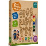 ArtMaster Ahşap Boyama Meslekler 10 Lu 1 Paket 10X15CM Ahşap Boyama 6 Renk Boya Resim Fırçası Etkinlik Çocuk Gelişim Motor Beceri - Naturel