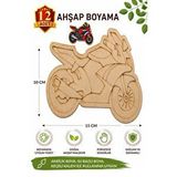 ArtMaster Ahşap Boyama Motorsiklet 12 Adet 10x15cm Araba Boyama Figürü Etkinlik Çoçuk Gelişim Motor Beceri Kreş Anasınıfı Çok Renkli