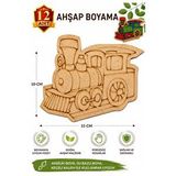 ArtMaster Ahşap Boyama Tren 12 Adet 10x15cm Araba Boyama Figürü Etkinlik Çoçuk Gelişim Motor Beceri Kreş Anasınıfı Çok Renkli
