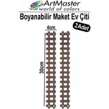 ArtMaster Ahşap Maket Çit 30X4 cm Boyanabilir 2 Adet Minyatür Bahçe Çiti Dekoratif Tasarım Okul Hobi Proje - Naturel - Standart
