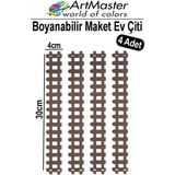 ArtMaster Ahşap Maket Çit 30X4 cm Boyanabilir 4 Adet Minyatür Bahçe Çiti Dekoratif Tasarım Okul Hobi Proje - Naturel - Standart