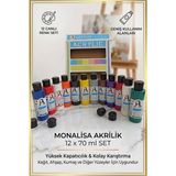 ArtMaster Akrilik Boya 12 Renk Pastel ve Ana Renk 1 Paket Monalisa 70 ml 12 Li Akrilik Boya Resim Dersi Tuval Ahşap Taş Boya Seti - Standart - Çok Renkli
