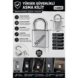 ArtMaster Asma Kilit 50 mm 1 Adet Dark Plus Paslanmaz Çelik Asma Kilit Dayanıklı Yedek Anahtarlı Zincir Kilidi Kapı Bahçe Kilidi - Gri - 50mm - Standart