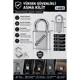 ArtMaster Asma Kilit 60 mm 1 Adet Dark Plus Paslanmaz Çelik Asma Kilit Dayanıklı Yedek Anahtarlı Zincir Kilidi Kapı Bahçe Kilidi - Gri - 60mm - Standart