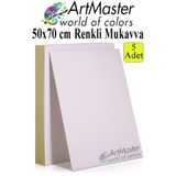 Artmaster Beyaz Renkli Mukavva 50x70 cm 5 Adet 1 Paket Renkli Sert Karton 1.0 mm Anasınıfı Hobi Etkinlik Okul